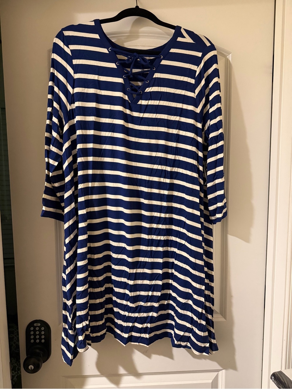Old Navy Blue and White Striped Lace-Up Mini Dress